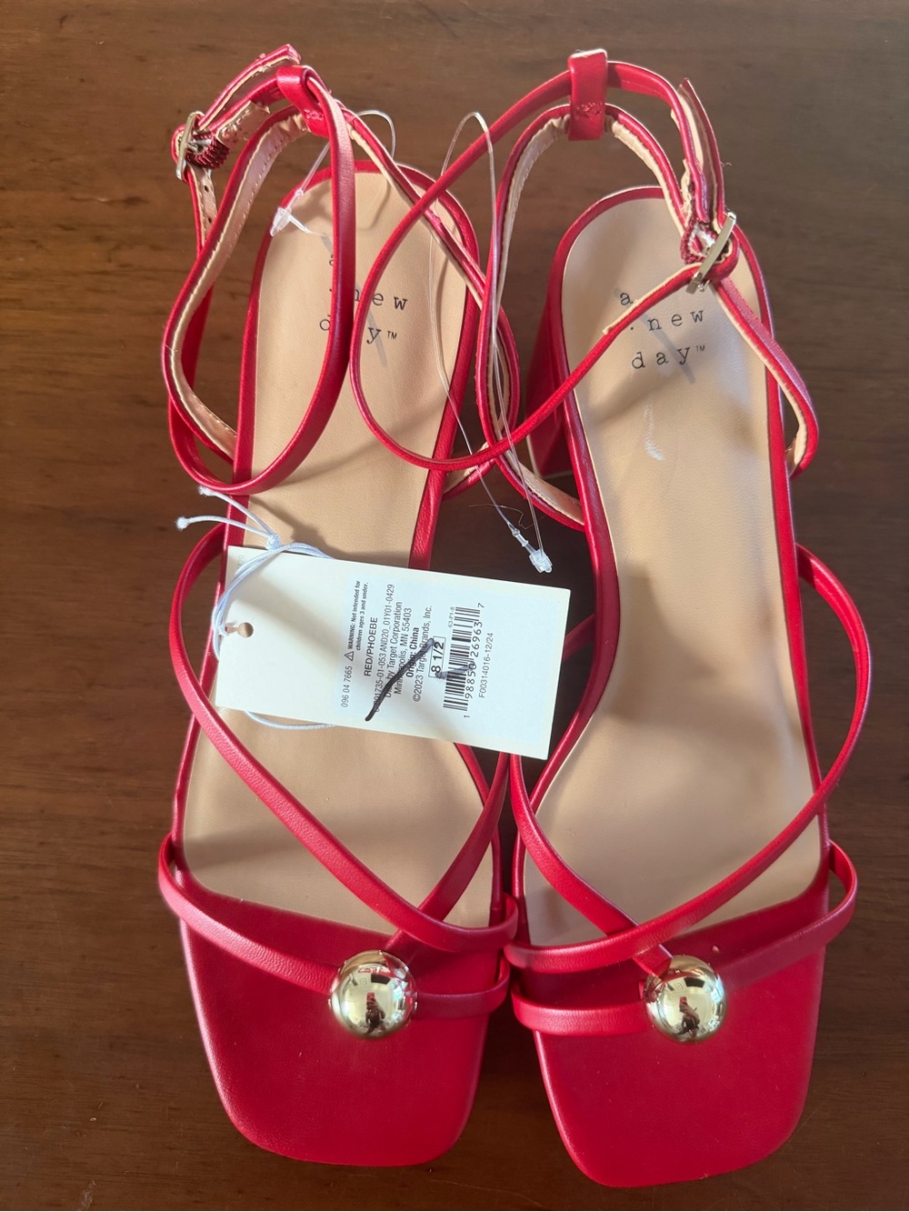 A New Day Women's Red/Phoebe Ankle Buckle Sandals